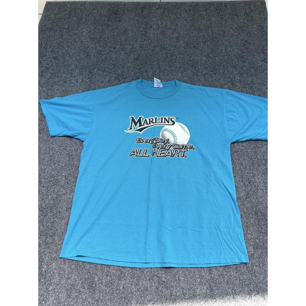 Florida Marlins Shirt Mens XL Blue MLB Baseball Jerzees Graphic Tee Slogan